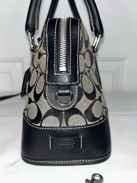 Coach Vintage Black Satchel with Leather Trim and Chrome Hardware - Picture 3 of 16